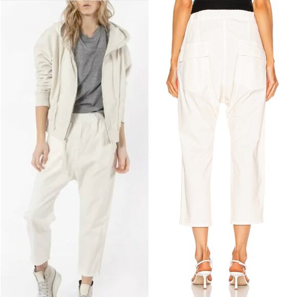 NEW! Nili Lotan S Slouchy Casablanca Pants Elastic Waist Crop Eggshell White 4 6 - Picture 12 of 12